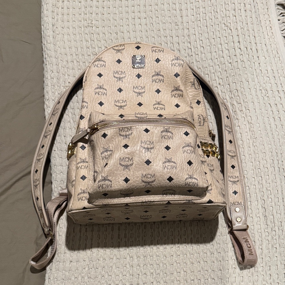Mcm Tan Logo Pattern Backpack - image 1